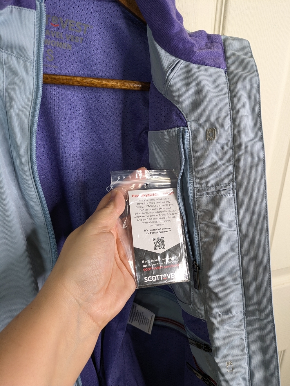 SCOTTeVEST Best Travel Vest Small Slate Blue Grape 24 Pocket Water Repellent Uti - Picture 10 of 13